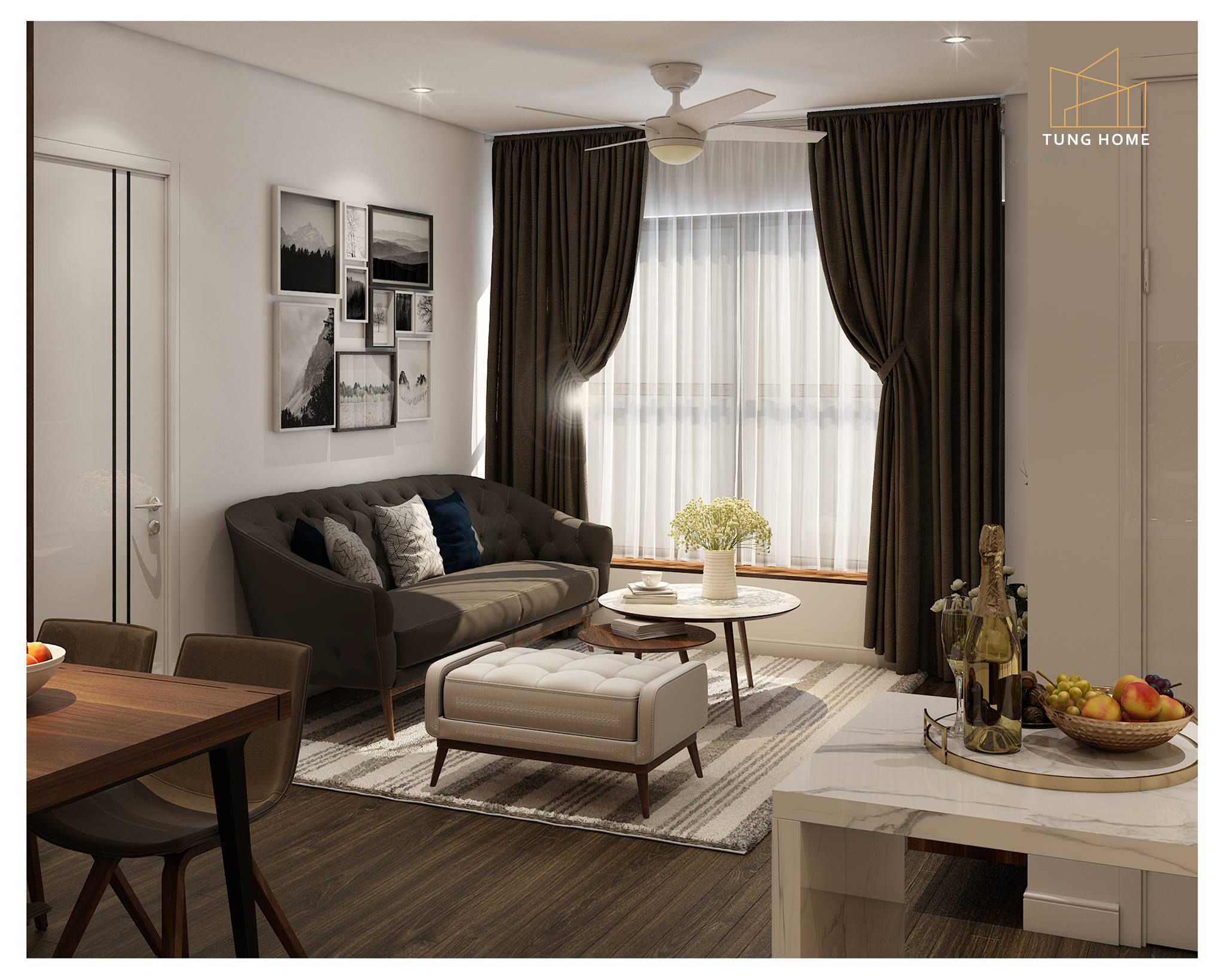 Thiết kế nội thất chung cư 83,7m2 - Phòng khách đón nắng